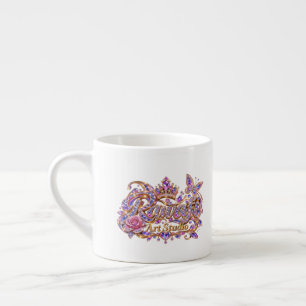 Xícara De Espresso Rainha de Cristal Elegância Floral Rosa