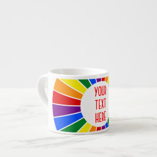 Xícara De Espresso RAIOS DO BOTÃO DA BANDEIRA DO ARCO-ÍRIS + seu