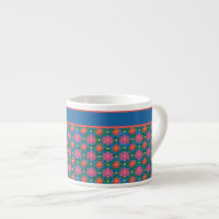 Rangoli Flowers e Polkas em Blue Espresso Mug