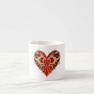 Xícara De Espresso Red Filigree Heart Mug