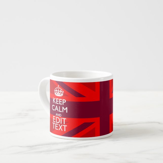 Xícara De Espresso Red Keep Calm Mantenha seu texto na bandeira da to (Frente Esquerda)