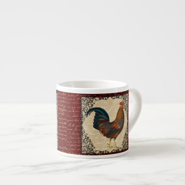 Xícara De Espresso Red Rooster Vintage (Frente Esquerda)