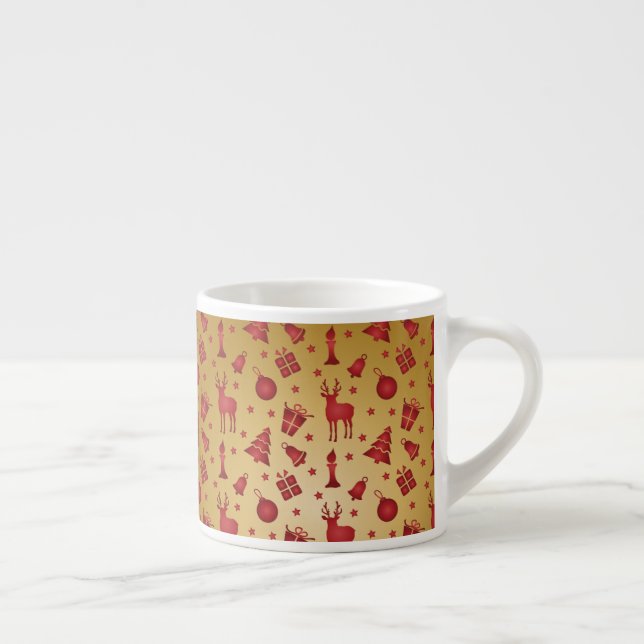Xícara De Espresso Rés de Natal Vermelho na Dourada (Direita)