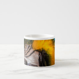 Xícara De Espresso Retrato de arara azul e amarela