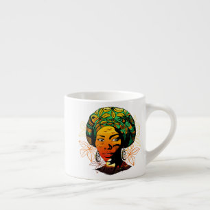 Xícara De Espresso Retrato de Mulher Africana com Sunset