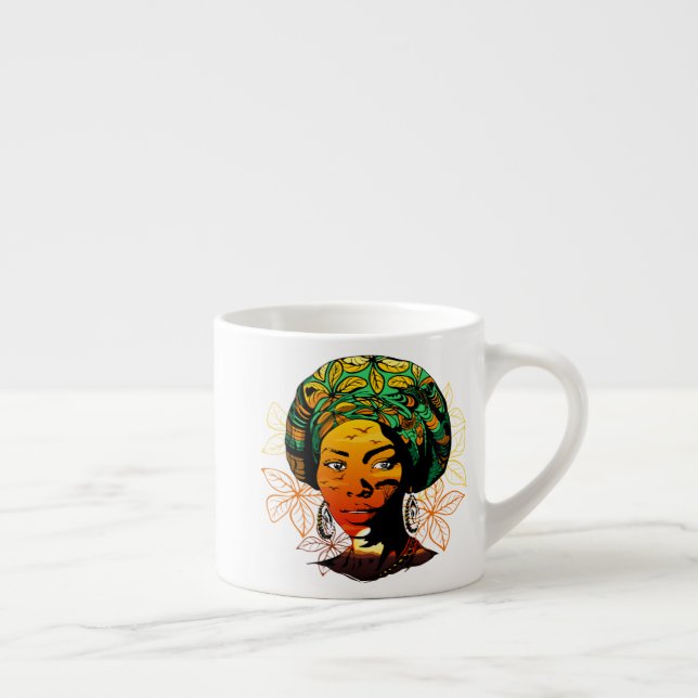 Xícara De Espresso Retrato de Mulher Africana com Sunset (Direita)