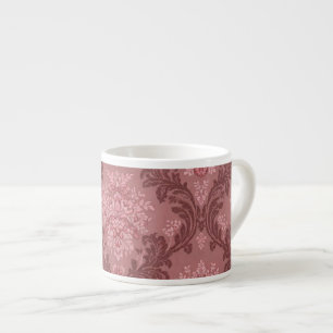 Xícara De Espresso Rosa Empoeirado Rosa Suave Borgonha Damask Elegant