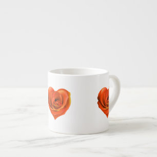 Xícara De Espresso Rosa Heart Bright Orange