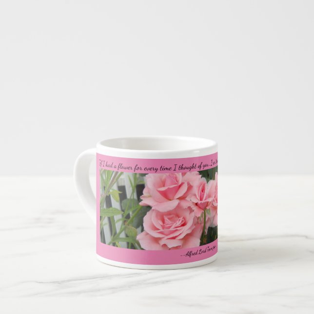 Xícara De Espresso Rosas Rosa Pensamentos de Você Espresso Mug (Frente Esquerda)