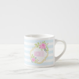 Xícara De Espresso Rosas rosa Rico Monograma Blueberry Espresso Mug