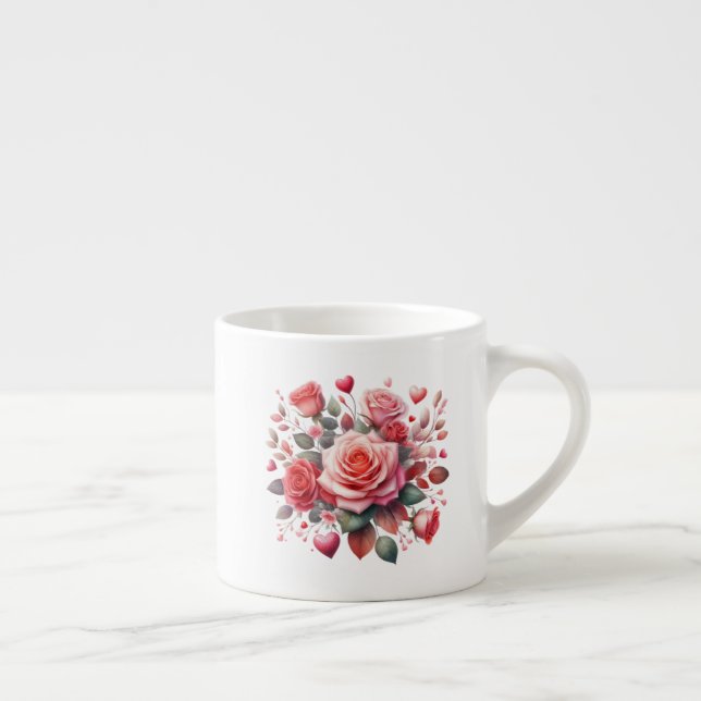 Xícara De Espresso Rose Bouquet Floral Design- 62103 (Direita)