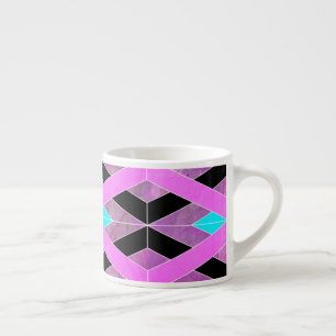 Xícara De Espresso Roxo Rosa e Geométrico Aquático Cruzando Listras
