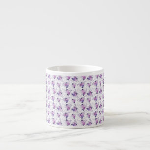 Xícara De Espresso Roxo Rosa Floral Bonito