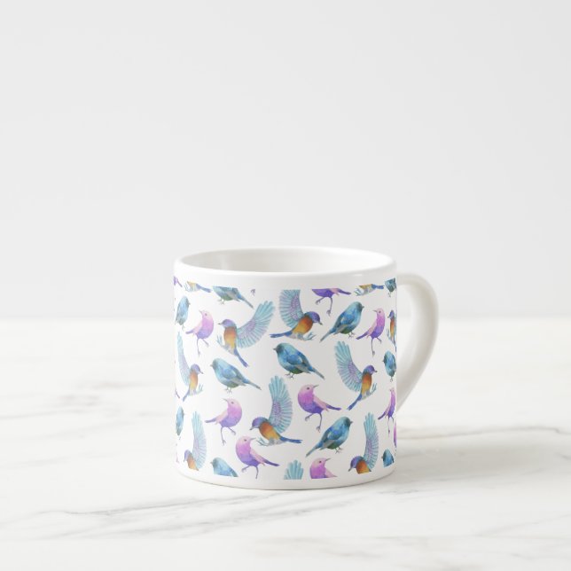 Xícara De Espresso Safari da aguarela: Pássaros (personalize a cor da (Frente Esquerda)