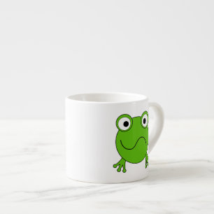Xícara De Espresso Sapo verde. Vista confundido