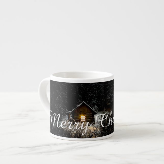 Xícara De Espresso Saudações de Natal com Casa de Bruxa (Frente Esquerda)