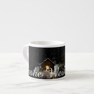 Xícara De Espresso Saudações de Natal com Casa de Bruxa