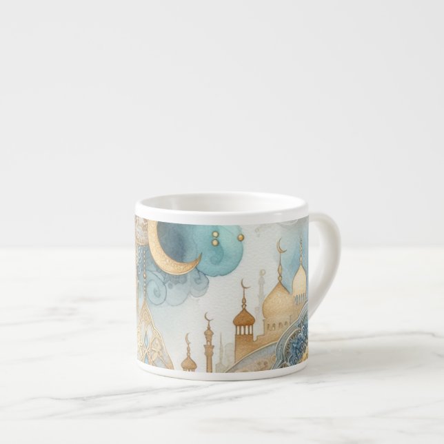 Xícara De Espresso Serenidade da Mesquita Moonlit para Ramadã (Frente Esquerda)