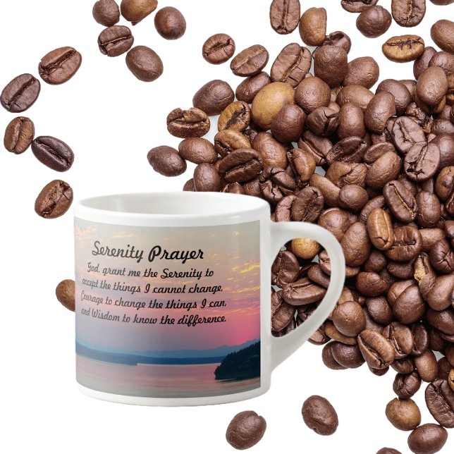 Xícara De Espresso Serenity Prayer Pink Seascape Sunset (In Situ Coffee Beans)