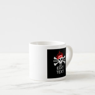 Xícara De Espresso Seu Texto Mantém A Calma Coroa Vermelha Crossbone