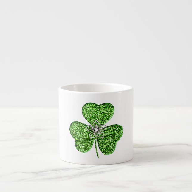 Xícara De Espresso Shamrock Leve E Flor Espresso Mug (Frente)