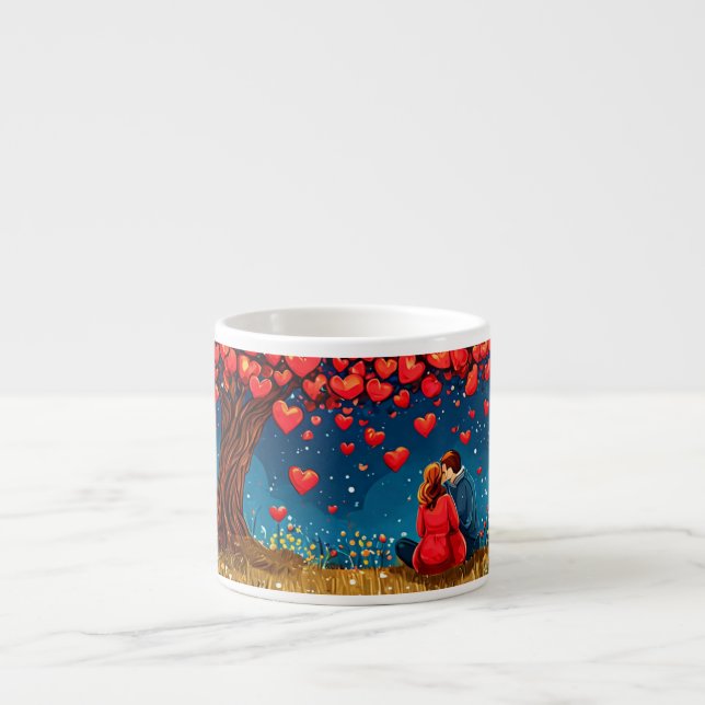 Xícara De Espresso 🌳 Silhueta de Casal Romântico sob a Árvore ✨ Acon (Frente)