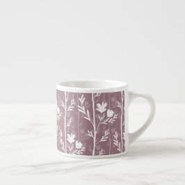 Xícara De Espresso Silhueta Floral Botânica Rosa Mauve Quiet