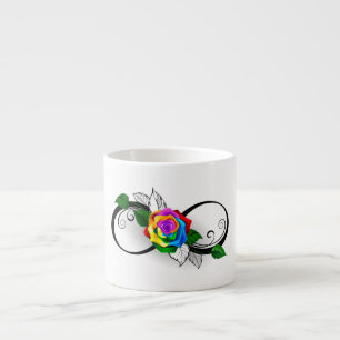 Xícara De Espresso Símbolo de Infinito com Rosa Arco-íris