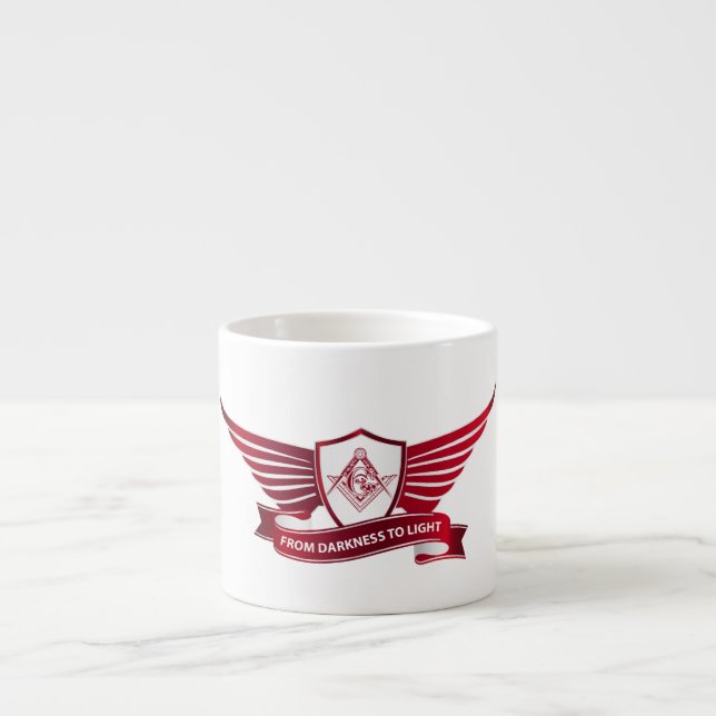 Xícara De Espresso Símbolo de maçonaria e escudo (Frente)