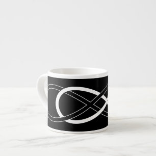 Xícara De Espresso Símbolo duplo Infinito - Preto e Branco