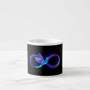 Xícara De Espresso Símbolo Neon Infinity com Hummingbird brilhante