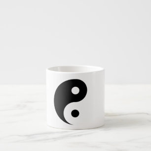 Xícara De Espresso Símbolo Simples Yin Yang na Cinza Leve