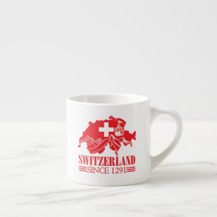 Xícara De Espresso Sinalizador do Mapa de suiças Desde Montanhas 1291