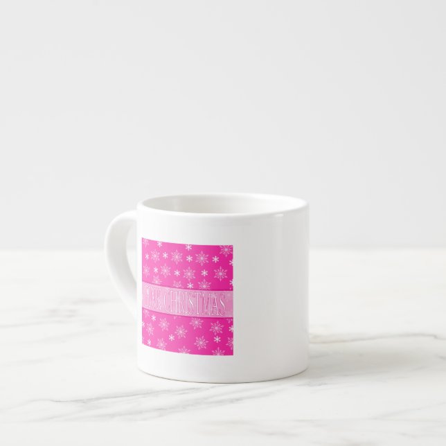 Xícara De Espresso Sonhando com um Natal Rosa (Frente Esquerda)