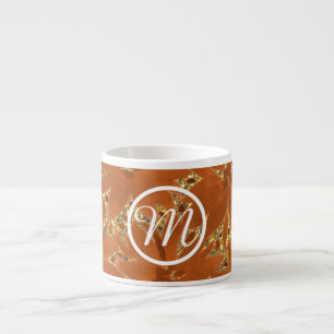 Xícara De Espresso Sparkle Dourado Monograma Personalizado