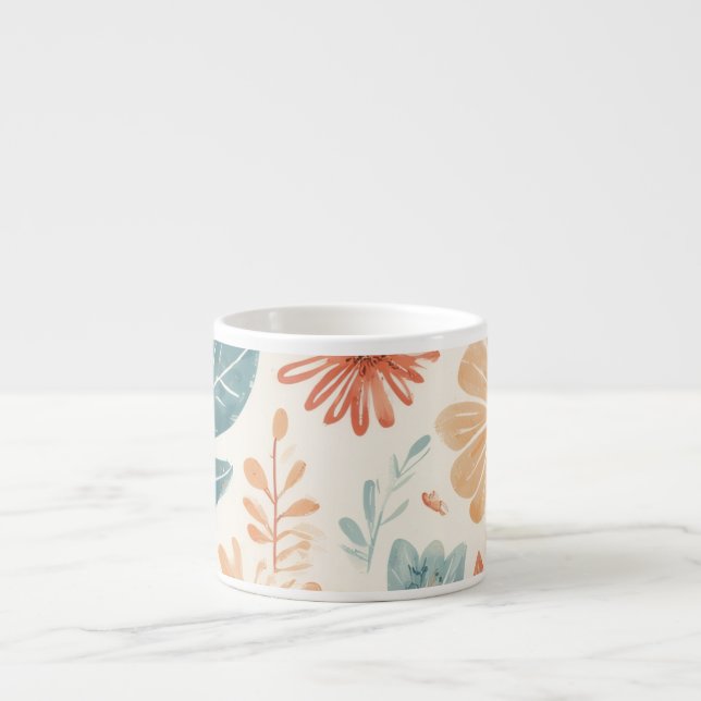 Xícara De Espresso Taça Floral de Design Elegante (Frente)