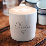 Xícara De Espresso Taça Girly Espresso Personalizada com Nome e Coraç<br><div class="desc">Comece seu dia com estilo e charme com esta xícara de café espresso personalizada com seu nome e um delicado design de coração. Perfeito para apreciar seu café expresso favorito ou outras bebidas pequenas, esta xícara combina elegância com um toque de diversão. Seja para si mesmo ou como um presente...</div>