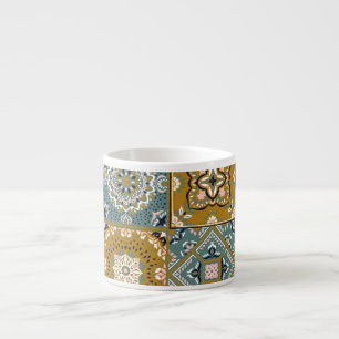 Xícara De Espresso Talavera Indian: Patchwork, Ethnic Mosaic.