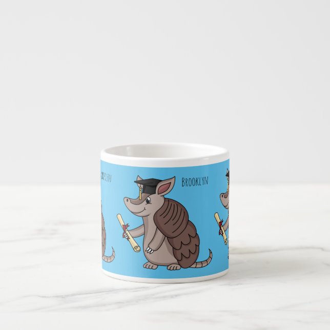 Xícara De Espresso Tatu bonito com desenho de boné de formatura (Frente)