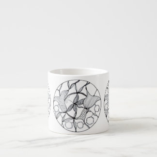 Xícara De Espresso Taza con diseño de flores y mariposa abstracta