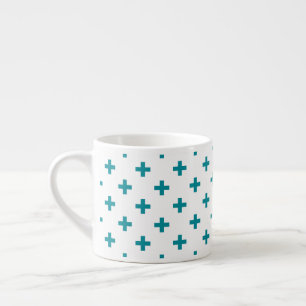 Xícara De Espresso Teal polka cruza em branco