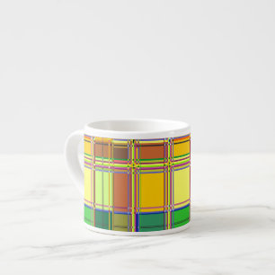 Xícara De Espresso Tecido Colorido do Caribe Madras Xadrez