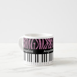 Xícara De Espresso Teclas Piano Personalizadas Cor-de-Rosa Clara