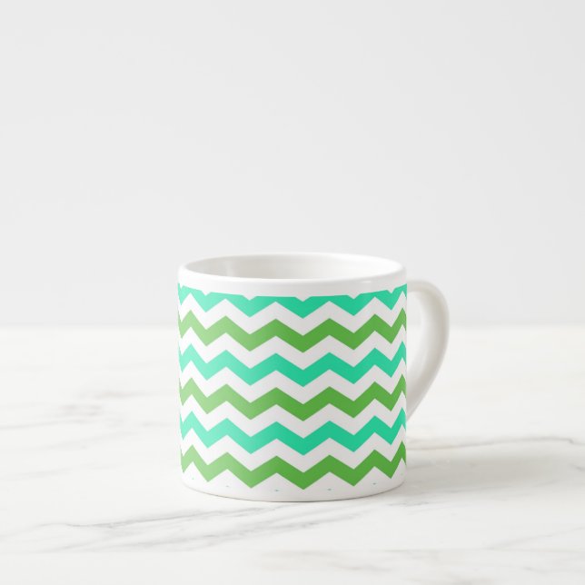Xícara De Espresso Tendência, Chevron verde fresco moderno (Frente Esquerda)