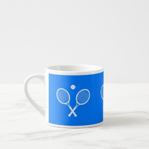 Xícara De Espresso Tênis Rackets Fundo Azul