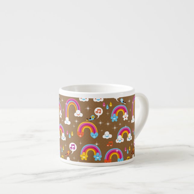 Xícara De Espresso teste padrão bonito dos arcos-íris (Frente Esquerda)
