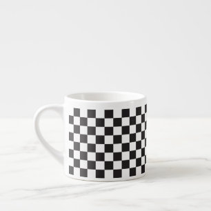 Xícara De Espresso Teste padrão Checkered retro clássico preto e
