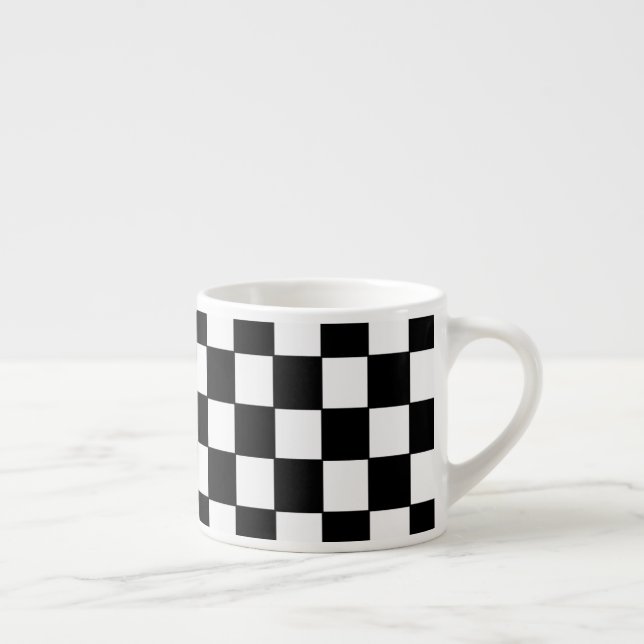 Xícara De Espresso Teste padrão clássico Checkered branco preto (Direita)