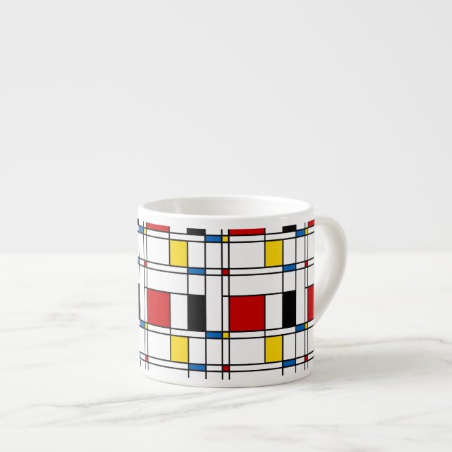 Xícara De Espresso Teste padrão de de Stijl (Frente Esquerda)