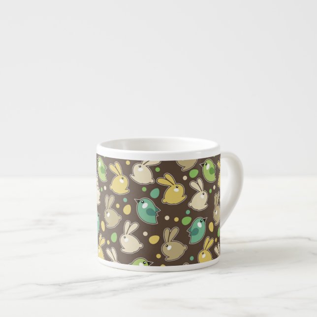Xícara De Espresso teste padrão do primavera com ovos da páscoa, (Frente Esquerda)